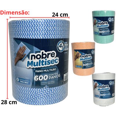 Pano De Limpeza Multiuso Nobre 600 Panos Rolo 240 Mt Verde