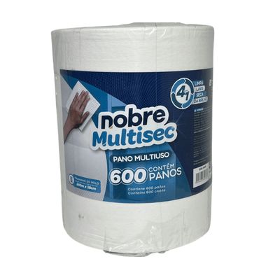 Pano De Limpeza Multiuso Nobre 600 Panos Rolo 240 Mt Branco