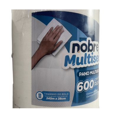 Pano De Limpeza Multiuso Nobre 600 Panos Rolo 240 Mt Branco