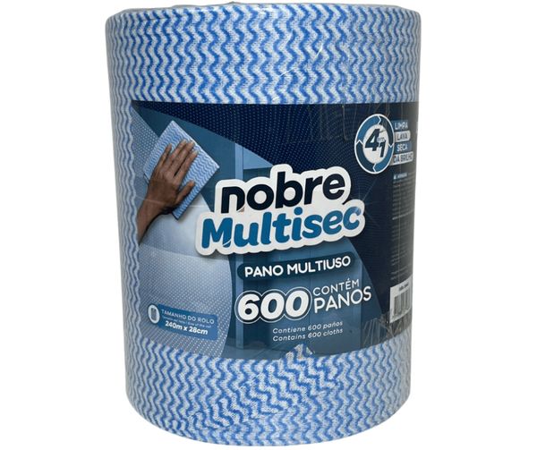 Pano De Limpeza Multiuso Nobre 600 Panos Rolo 240 Mt Azul