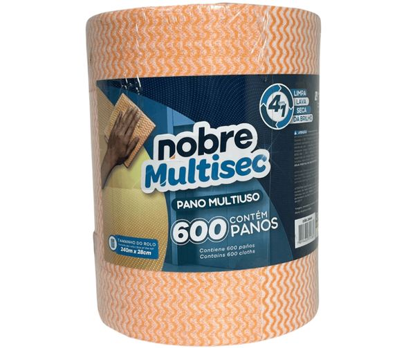 Pano De Limpeza Multiuso Nobre 600 Panos Rolo 240 Mt Laranja
