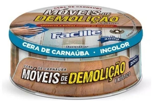 KIT 02 CERA CARNAÚBA LUSTRA MÓVEIS DEMOLIÇÃO 200G INCOLOR