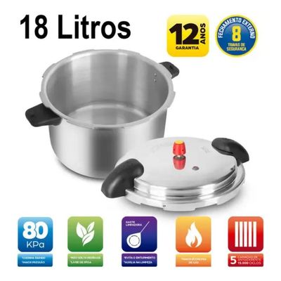 Panela Pressão Cozinha Industrial 18 Lt Resistente Eirilar