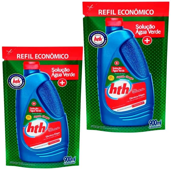 Kit 02 HTH Algicida Choque Solução Água Verde 900ml