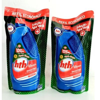 Kit 02 HTH Algicida Choque Solução Água Verde 900ml