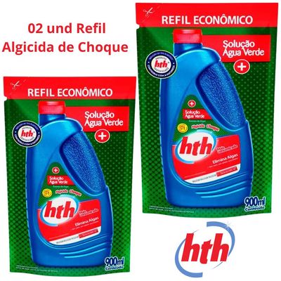 Kit 02 HTH Algicida Choque Solução Água Verde 900ml