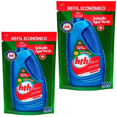 Kit 02 HTH Algicida Choque Solução Água Verde 900ml