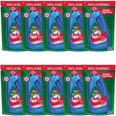 Kit 10 HTH Algicida Choque Solução Água Verde 900ml