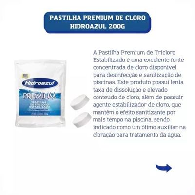 Kit 05 Pastilha Tablete Hidroazul Premium 200g Para Piscina