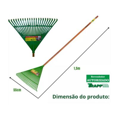 Kit 02 Vassoura Rastelo Ancinho Plástico Com Cabo Trapp 1011