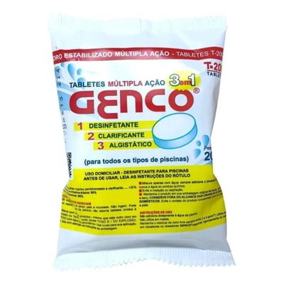 Kit 05 Pastilha Tablete Genco Cloro Multi Ação 200g Piscina