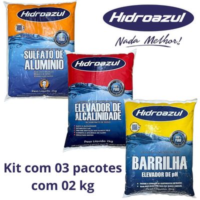 Kit Alcalinidade + Barrilha + Sulfato Piscina 2kg Hidroazul