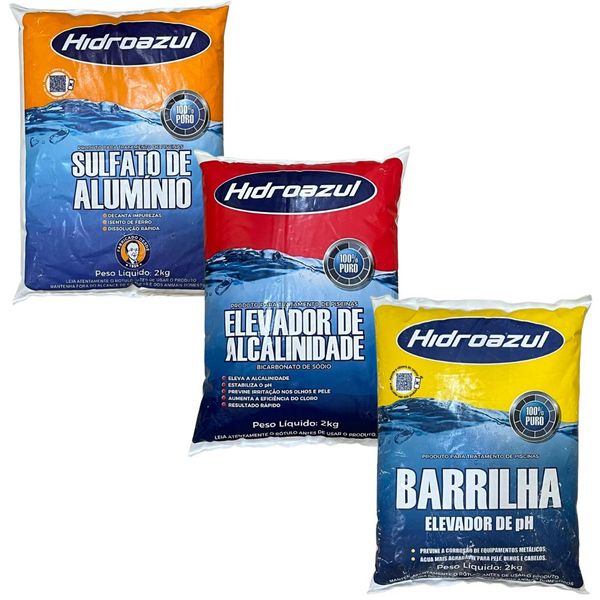 Kit Alcalinidade + Barrilha + Sulfato Piscina 2kg Hidroazul