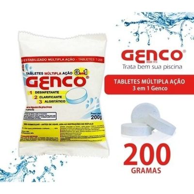 Kit 05 Pastilha Tablete Genco Cloro Multi Ação 200g Piscina
