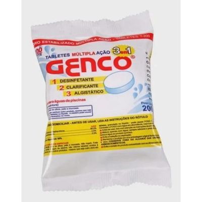 Kit 05 Pastilha Tablete Genco Cloro Multi Ação 200g Piscina