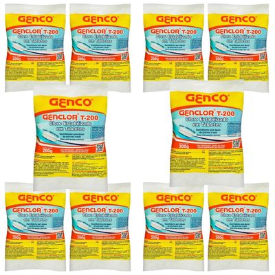 Kit 10 Pastilha Genco Genclor T 200g Para Piscina Genco