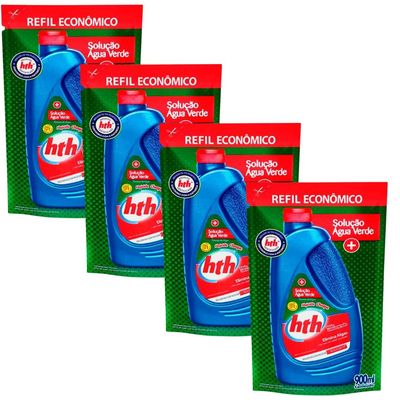 Kit 4 Refis Algicida Choque Hth Solução Água Verde 900ml