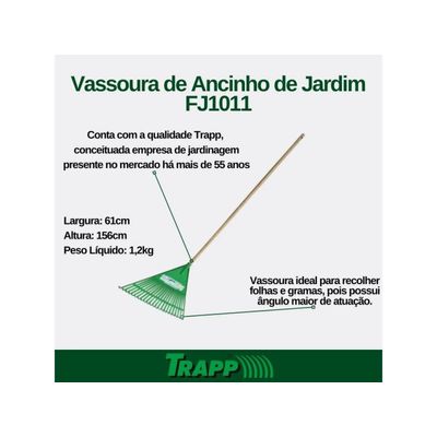 Kit 02 Vassoura Rastelo Ancinho Plástico Com Cabo Trapp 1011