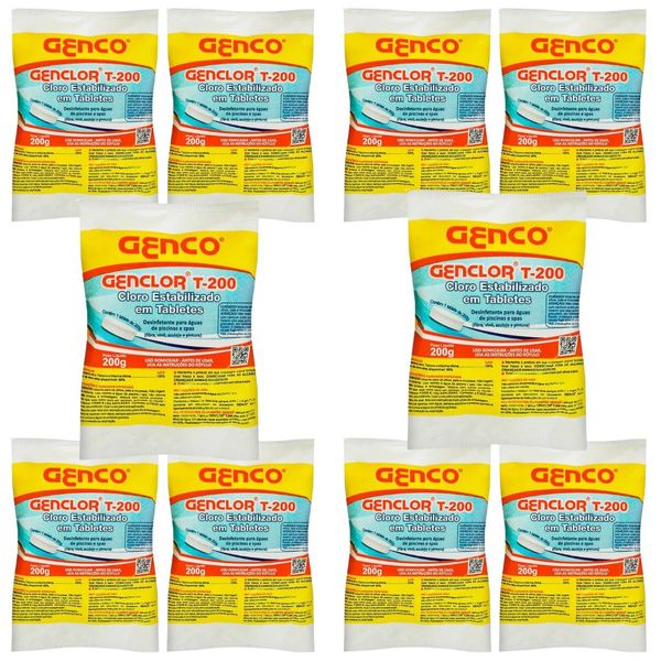 Kit 10 Pastilha Genco Genclor T 200g Para Piscina Genco