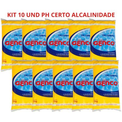 Kit 10 Ph Certo Genco Elevador De Alcalinidade Piscinas 2kg