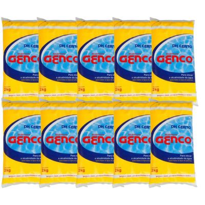 Kit 10 Ph Certo Genco Elevador De Alcalinidade Piscinas 2kg