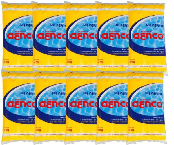 Kit 10 Ph Certo Genco Elevador De Alcalinidade Piscinas 2kg