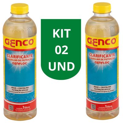 Kit 2 Clarificante E Auxiliar De Filtração Genfloc 1 L Genco