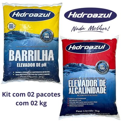 Kit Elevador Alcalinidade + Barrilha Piscina 2kg Hidroazul