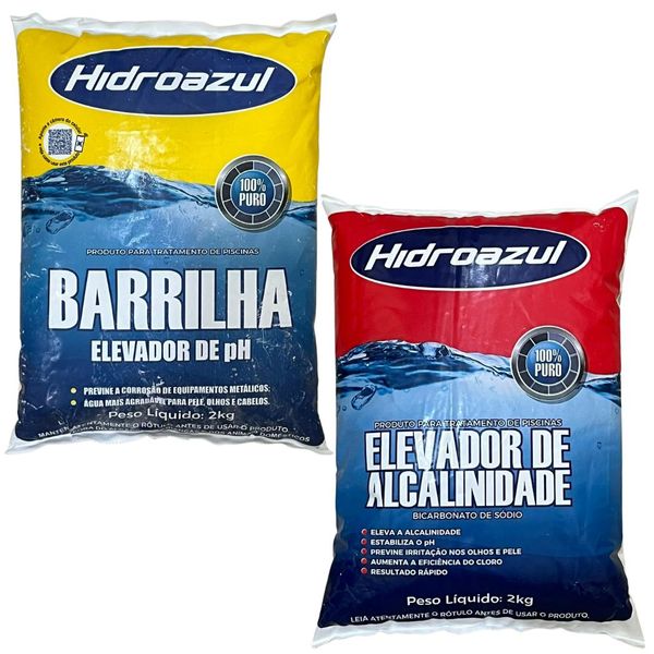 Kit Elevador Alcalinidade + Barrilha Piscina 2kg Hidroazul