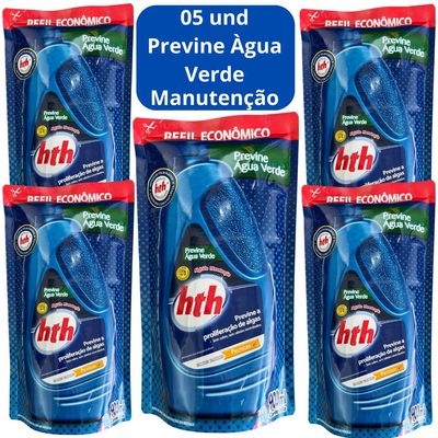 Kit Previne Água Verde Algicida Manutenção 5 Refis 900ml Hth
