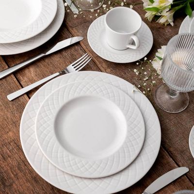 Conjunto Xícara de Chá e Pires Porcelana Tramontina Ingrid 185ml Branco Café Mesa Posta