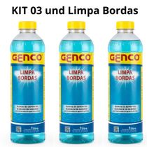 Kit C/3 - Limpa Bordas Piscinas Desengordurante Genco 1 Lt
