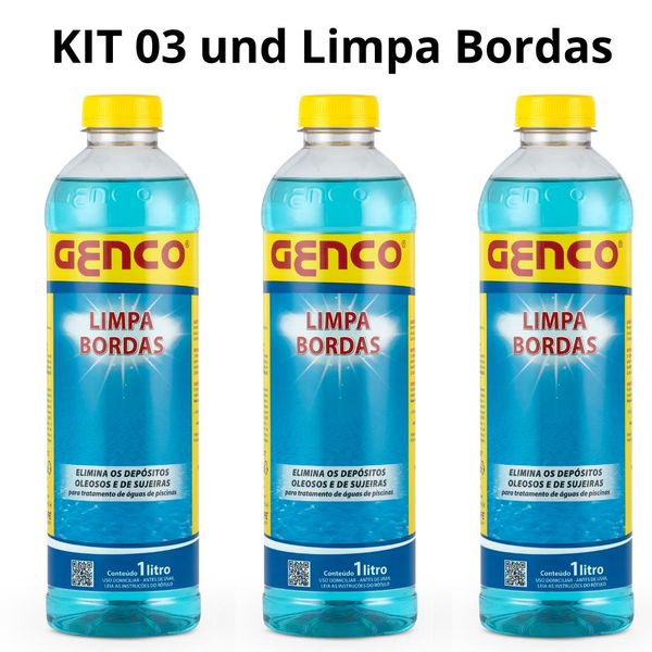 Kit C/3 - Limpa Bordas Piscinas Desengordurante Genco 1 Lt
