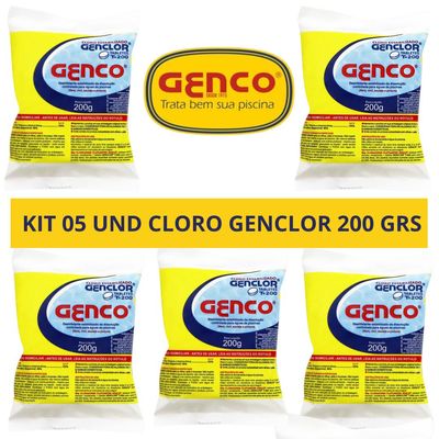 Kit 05 Pastilha Tablete Genco Genclor 200g Para Piscina