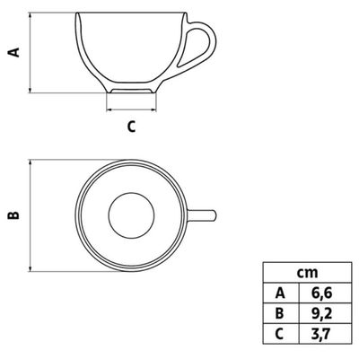 Kit 12 Xícaras de Chá com Pires Porcelana 250ml Tramontina Maria Augusta Café Padaria