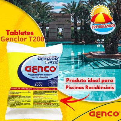 Kit 05 Pastilha Tablete Genco Genclor 200g Para Piscina