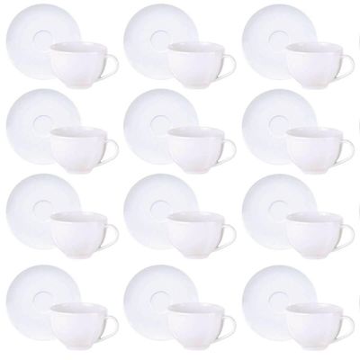Kit 12 Xícaras de Chá com Pires Porcelana 250ml Tramontina Maria Augusta Café Padaria