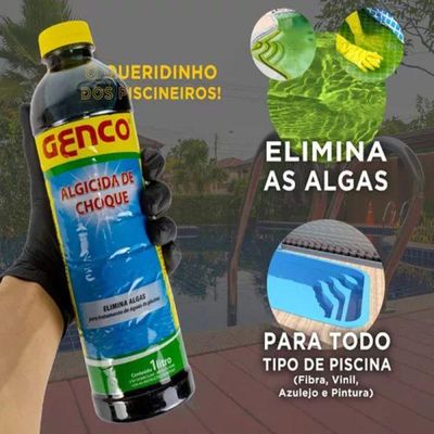 Kit 03 Algicida Manutenção Piscina Previne Algas 1 L Genco