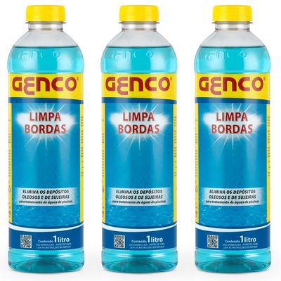 Kit C/3 - Limpa Bordas Piscinas Desengordurante Genco 1 Lt
