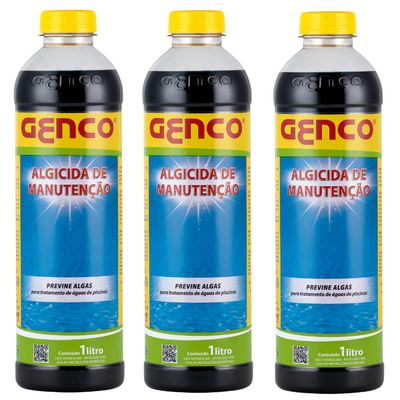 Kit 03 Algicida Manutenção Piscina Previne Algas 1 L Genco