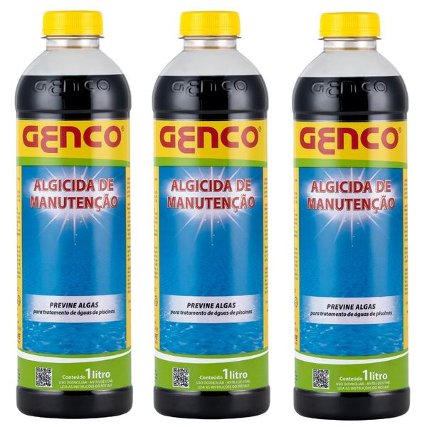 Kit 03 Algicida Manutenção Piscina Previne Algas 1 L Genco