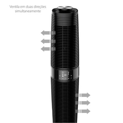 Ventilador de Torre 100cm Spirit 360º com Display LED Touch Screen, Controle Remoto, Funções Especiais e Controle Inteligente de Velocidade - Preto Preto / 220