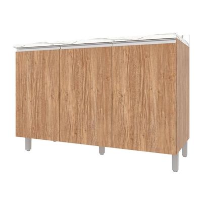 Balcão Triplo Bartira Amazonita com 3 Portas, 1 Prateleira e 120cm de largura - Damasco