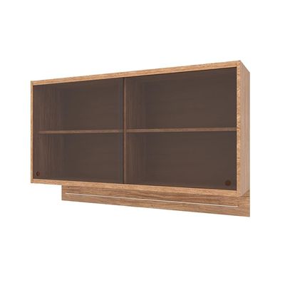 Armário Aéreo Bartira Amazonita com 2 Portas de Vidro, 2 Prateleiras e 120cm de largura - Damasco