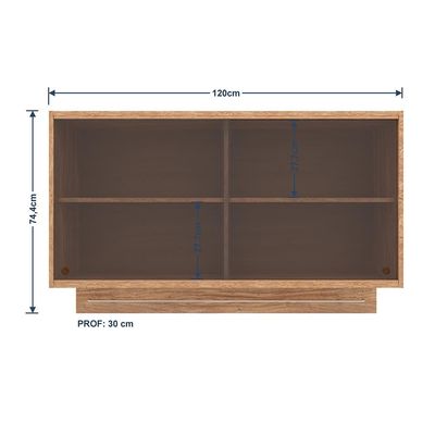 Armário Aéreo Bartira Amazonita com 2 Portas de Vidro, 2 Prateleiras e 120cm de largura - Damasco