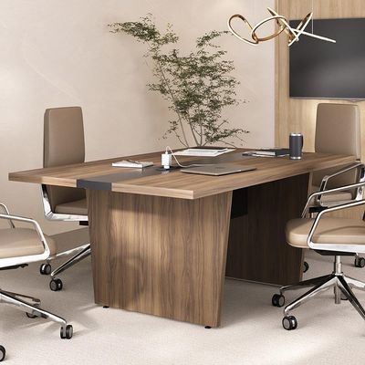 Mesa De Reunião Para Escritório Com 02 Tomadas 179cm Unik A02 Nogal Preto - Lyam Decor