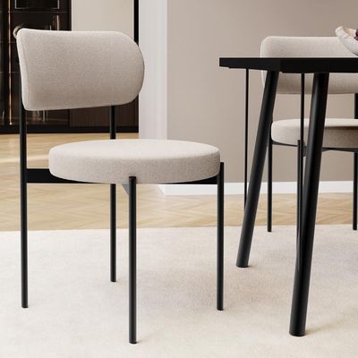 Cadeira Decorativa Estofada Para Sala De Jantar Louvre L02 Bouclê Creme - Lyam Decor