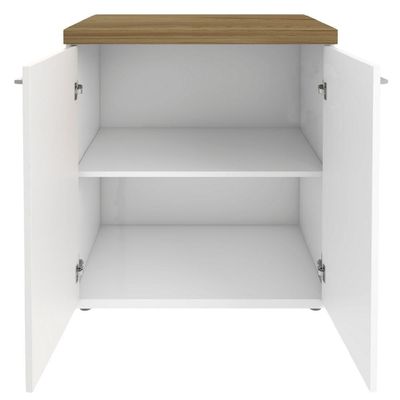 Balcão Para Escritório Home Office Multiuso 2 Portas Orly A02 Olmo Branco - Lyam Decor