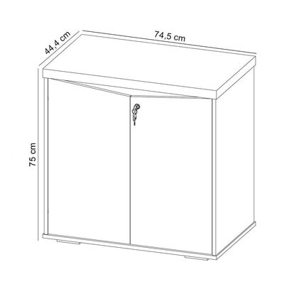 Balcão Para Escritório Com Chave Multiuso 2 Portas Unik A02 Nogal Preto - Lyam Decor