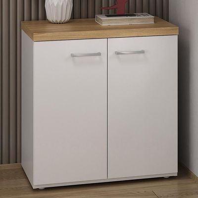 Balcão Para Escritório Home Office Multiuso 2 Portas Orly A02 Olmo Branco - Lyam Decor